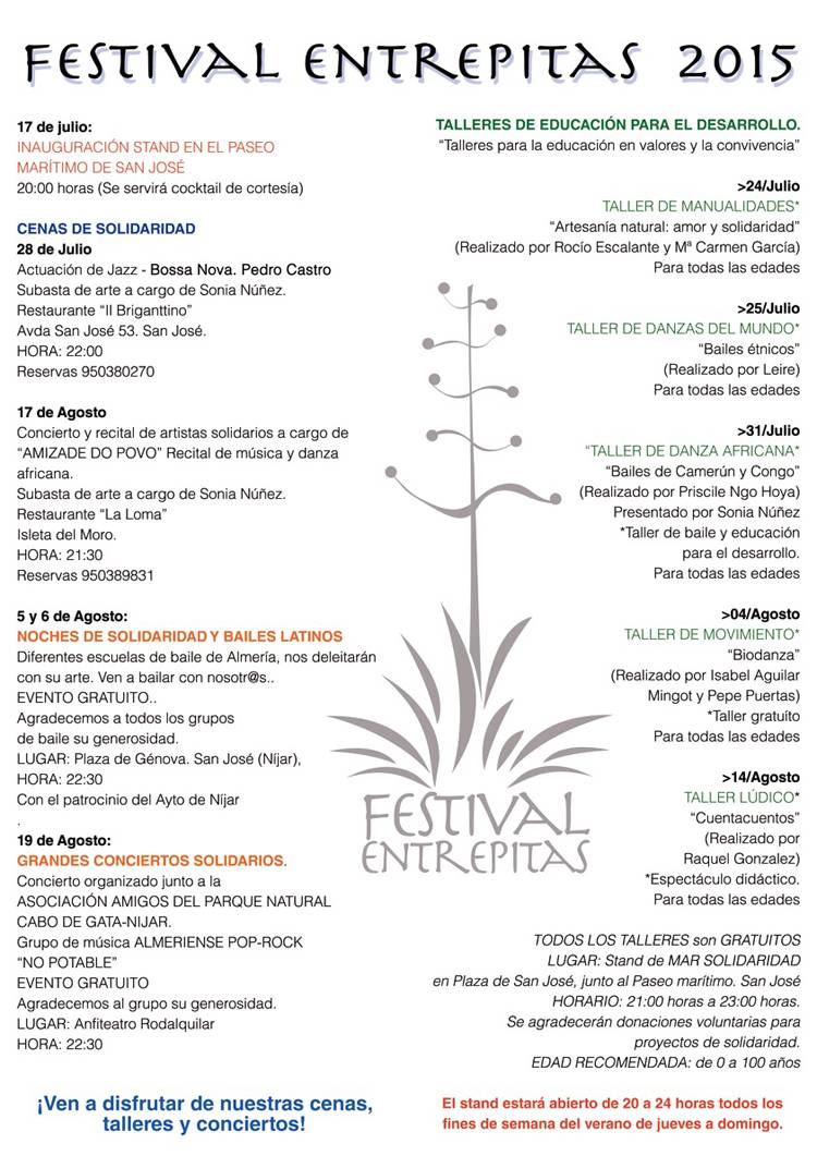 programa festival Solidario Entrepitas 2015 Parque Natural Cabo de Gata Níjar